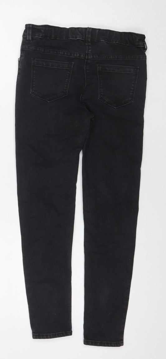 Nutmeg Girls Black Cotton Skinny Jeans Size 11-12 Years L24 in Regular Zip