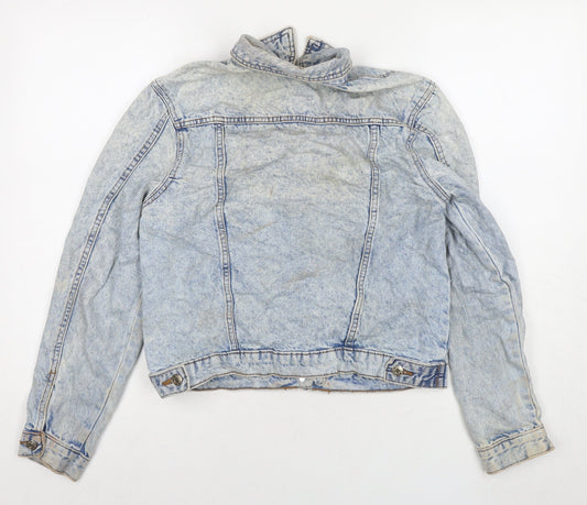 Denim & Co. Womens Blue Jacket Size 8 Button