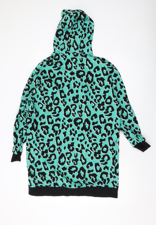 Tilbed Womens Green Animal Print Cotton Pullover Hoodie Size M Pullover