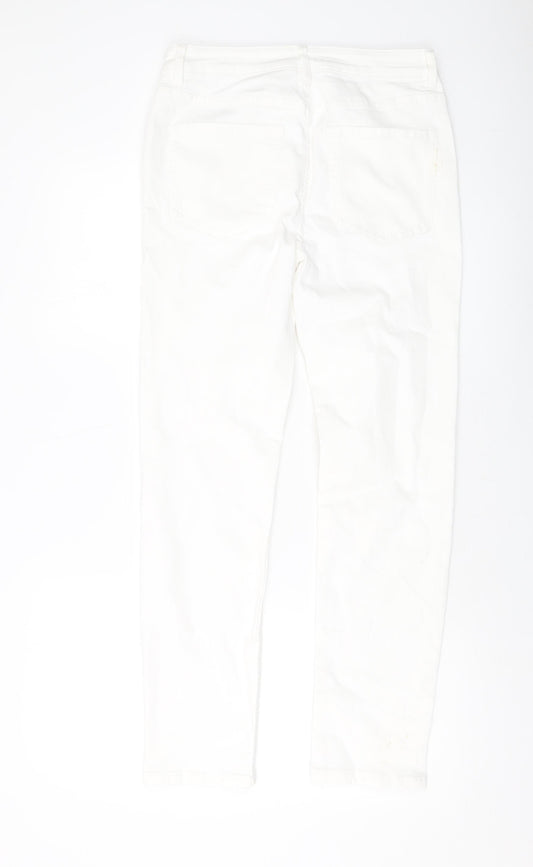 Marks and Spencer Womens Ivory Cotton Skinny Jeans Size 12 L29 in Slim Button