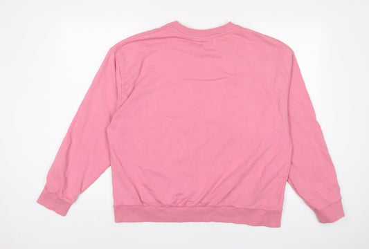 ASOS Womens Pink Cotton Pullover Sweatshirt Size 12 Pullover - Embroidered#