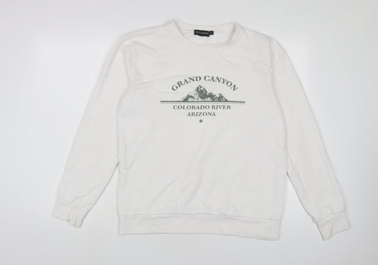 PRETTYLITTLETHING Womens White Cotton Pullover Sweatshirt Size XS Pullover