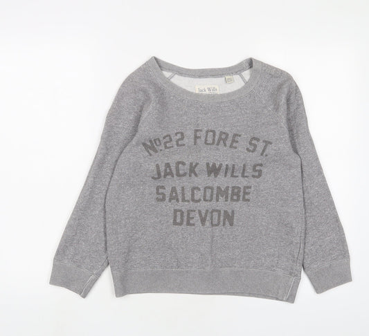 Womens UK 8 Regular Jack Wills Grey Pullover Sweatshirt