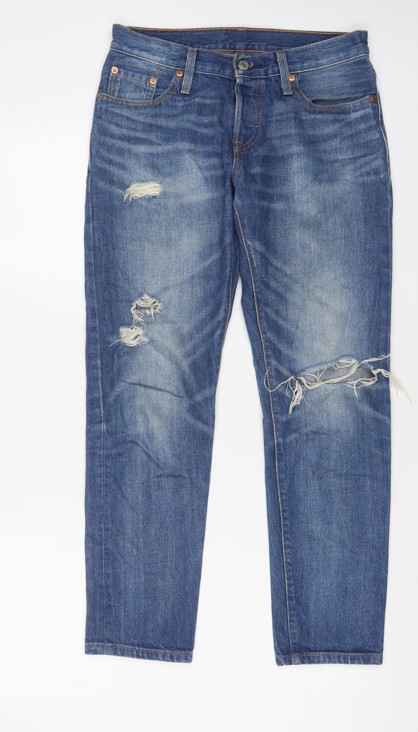 Levi's Womens Blue Cotton Straight Jeans Size 24 in L32 in Regular Zip