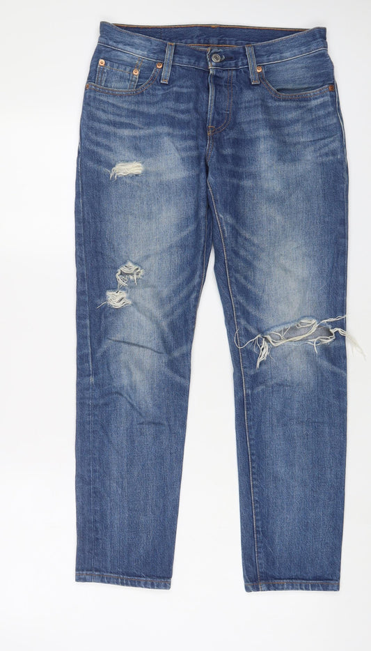 Levi's Womens Blue Cotton Straight Jeans Size 24 in L32 in Regular Zip