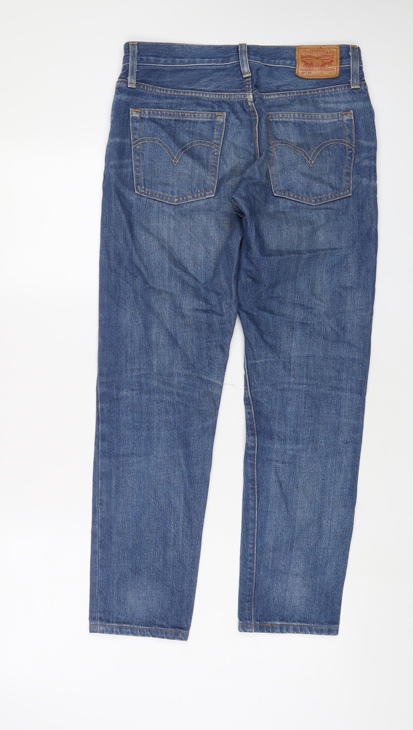 Levi's Womens Blue Cotton Straight Jeans Size 24 in L32 in Regular Zip