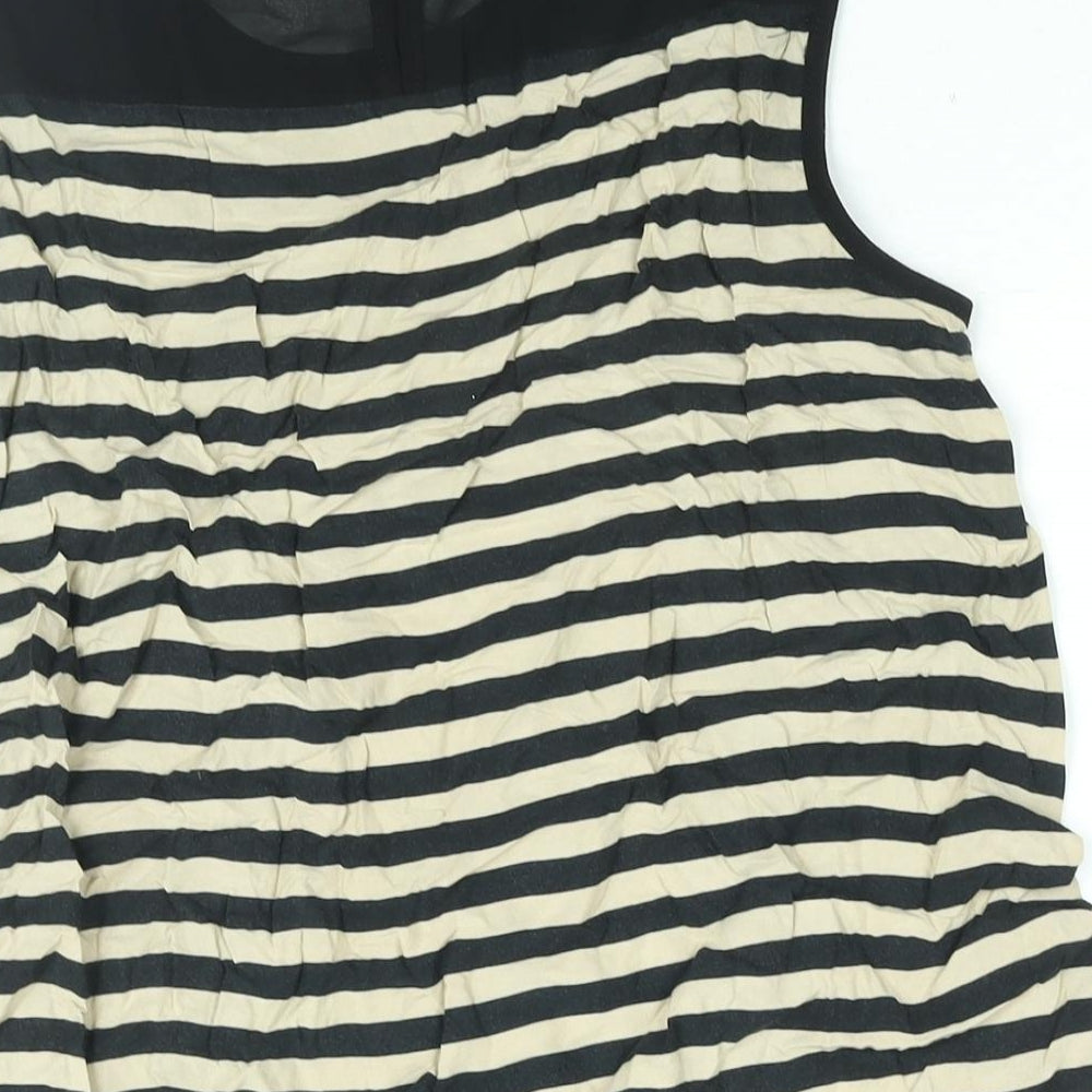K&D London Womens Beige Striped Polyester Camisole Blouse Size 14 Round Neck