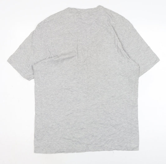 H&M Mens Grey Cotton T-Shirt Size M Crew Neck