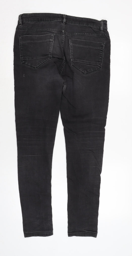 Peacocks Mens Blue Cotton Blend Tapered Jeans Size 30 in L28 in Regular Zip