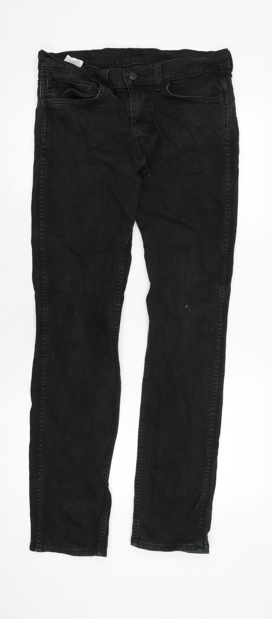 Levis Mens Grey Cotton Straight Jeans Size 28 in L30 in Regular Zip