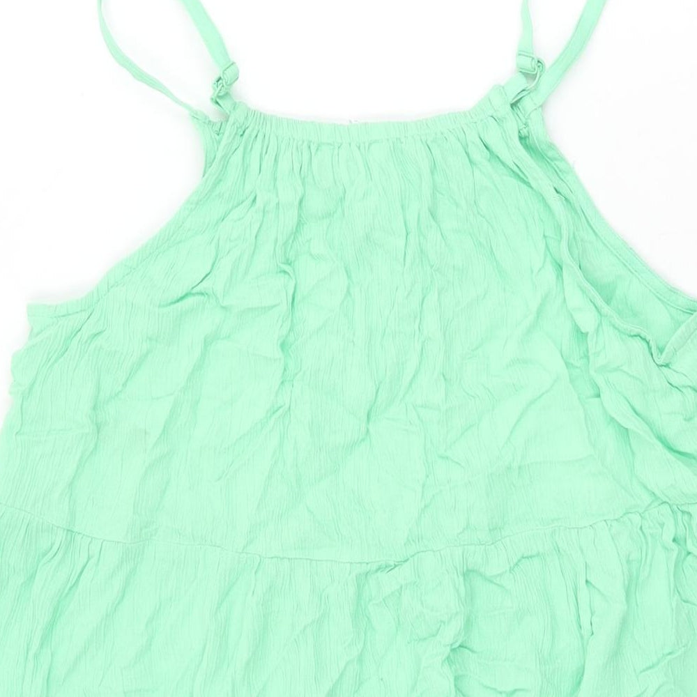 Marks and Spencer Girls Green Viscose Shift Size 15-16 Years Round Neck Pullover