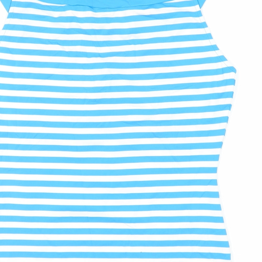 SAVIDA Womens Blue Striped Polyamide Basic Tank Size 12 Boat Neck