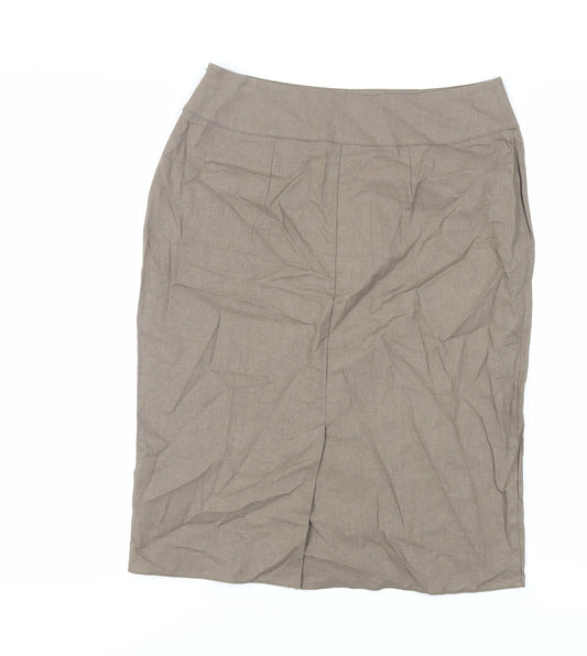 Rossetti Womens Brown Linen Straight & Pencil Skirt Size 10 Zip - Pockets