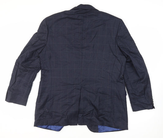 Marks and Spencer Mens Blue Check Wool Jacket Suit Jacket Size 44 Regular