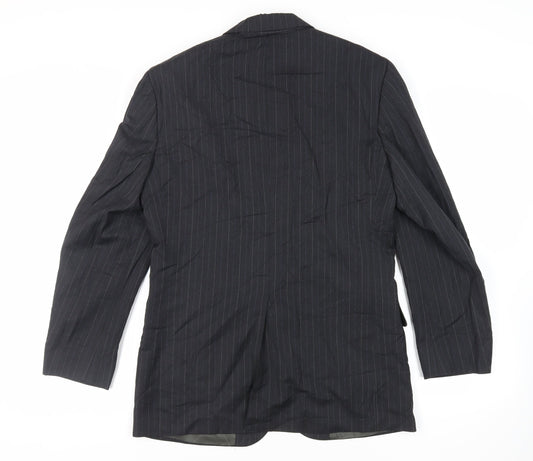 Geoffrey Beene Mens Grey Striped Wool Jacket Suit Jacket Size 38 Regular