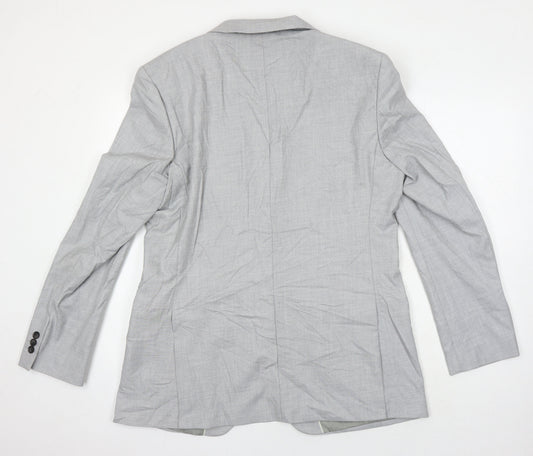 M&S Mens Grey Polyester Jacket Blazer Size 42 Regular