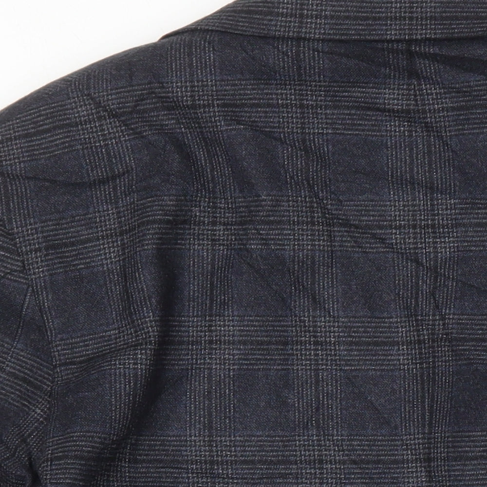 M&S Mens Green Check Polyester Jacket Blazer Size 34 Regular