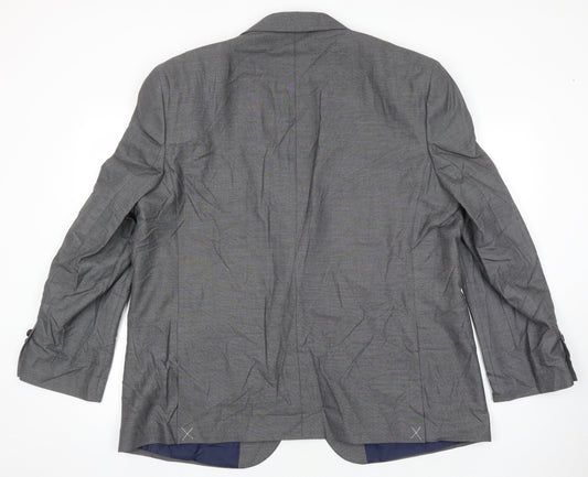 M&S Mens Grey Polyester Jacket Suit Jacket Size 48 Regular