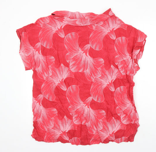 Nina Murati Womens Multicoloured Floral Linen Tunic Blouse Size M Boat Neck