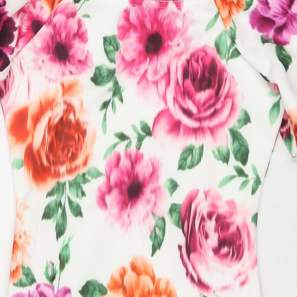 Quiz Womens Multicoloured Floral Polyester A-Line Size 10 Square Neck Pullover
