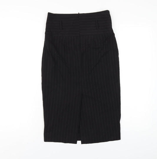 Select Womens Black Striped Polyester Straight & Pencil Skirt Size 10 Zip