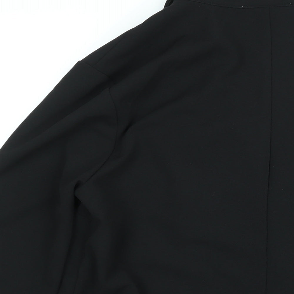 Brand and care label for ASOS women’s black jacket blazer, size UK 8, button