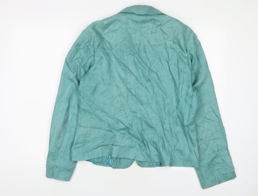 Per Una Womens Blue Jacket Blazer Size 16 Button