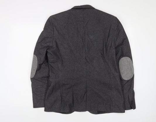H&M Mens Grey Polyester Jacket Suit Jacket Size 40 Regular
