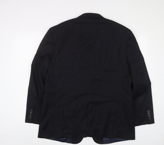 Marks and Spencer Mens Black Striped Polyester Jacket Suit Jacket Size 40 Regular