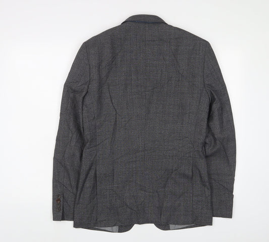 Burton Mens Grey Wool Jacket Suit Jacket Size 36 Regular