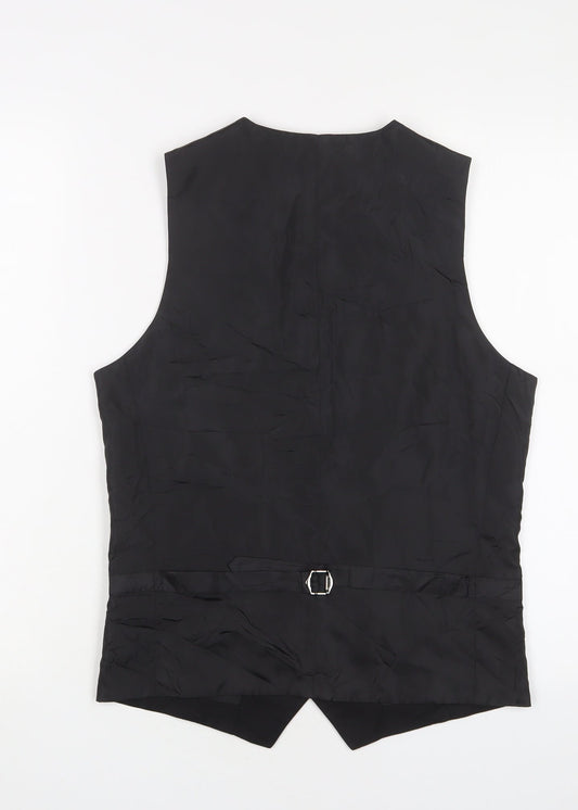 Harry Brown Mens Black Polyester Jacket Suit Waistcoat Size 36 Regular