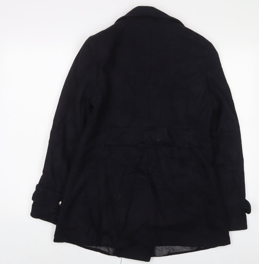 NEXT Womens Black Overcoat Coat Size 12 Button