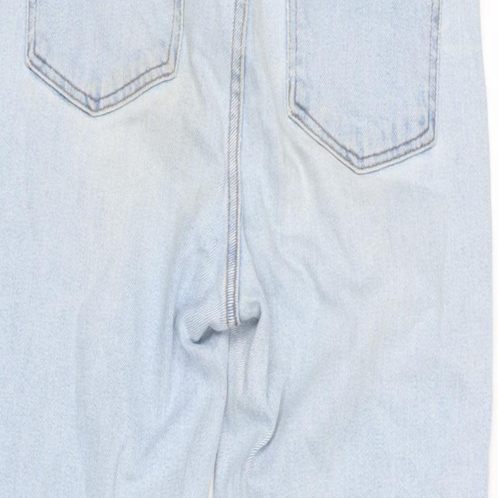 Brand and care label for Denim & Co. women’s blue cotton blend straight jeans, size UK 10, 25-inch leg regular zip