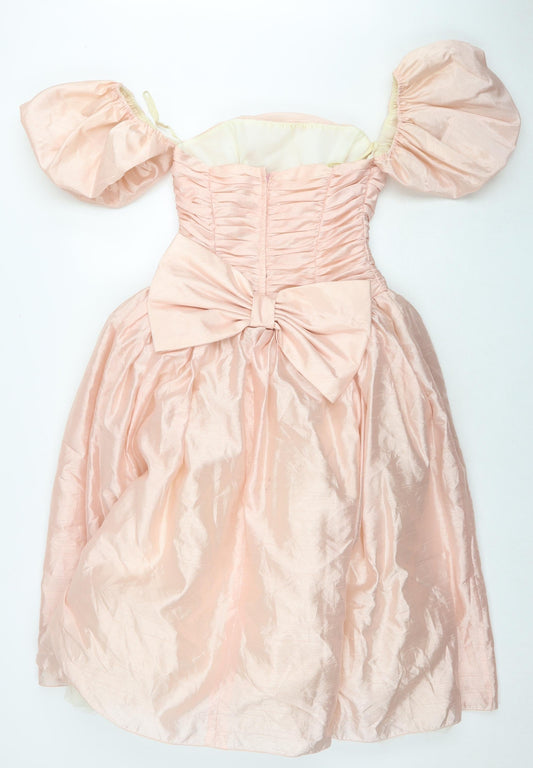 Ronald Joyce Womens Pink Polyester Ball Gown Size 12 Square Neck Zip