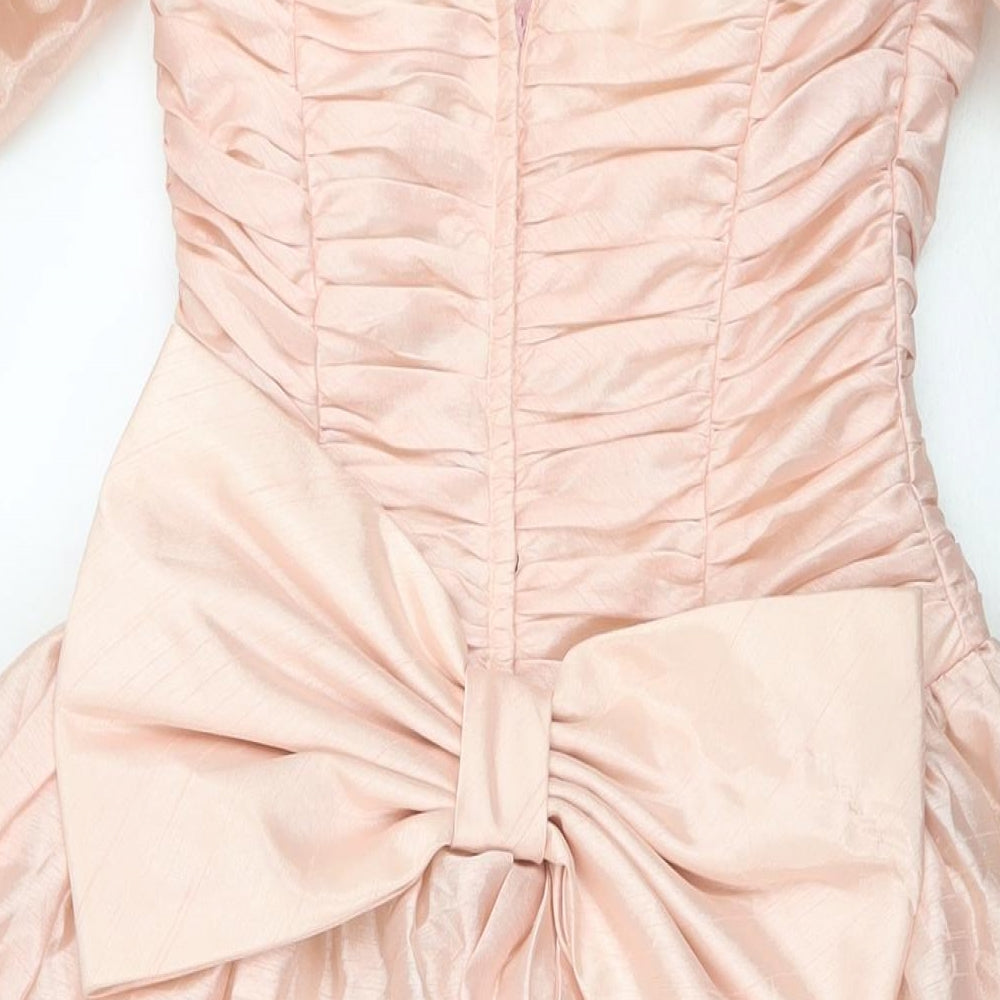 Ronald Joyce Womens Pink Polyester Ball Gown Size 12 Square Neck Zip