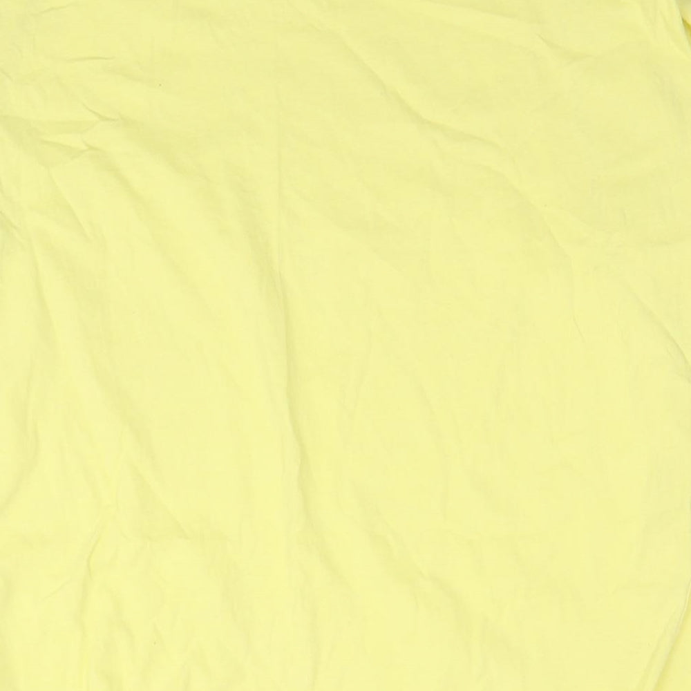 French Connection Womens Yellow Cotton Basic T-Shirt Size M Round Neck - Shoulder Pads