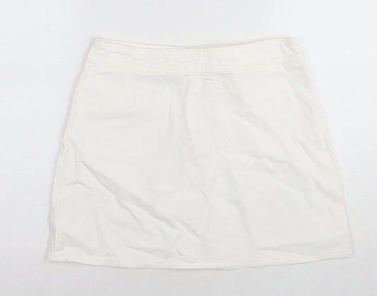 Suzie Womens White Cotton Mini Skirt Size 30 in Zip