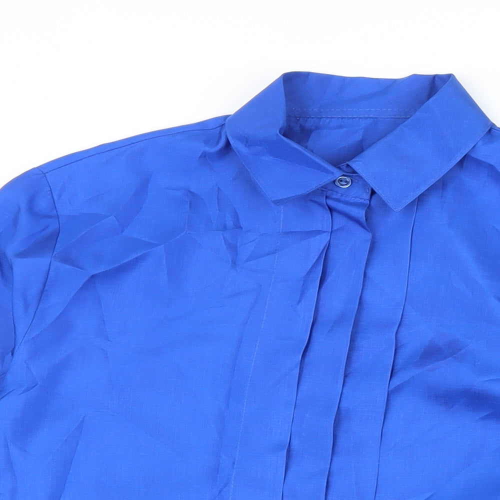 St Michael Womens Blue Polyester Basic Button-Up Size 12 Collared