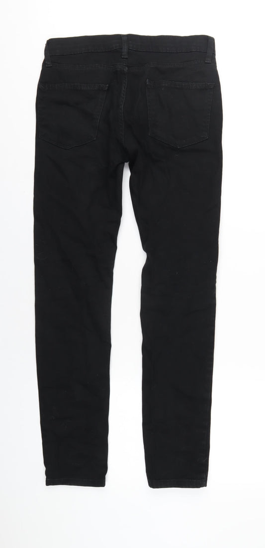 Topman Mens Black Cotton Skinny Jeans Size 30 in L32 in Regular Zip