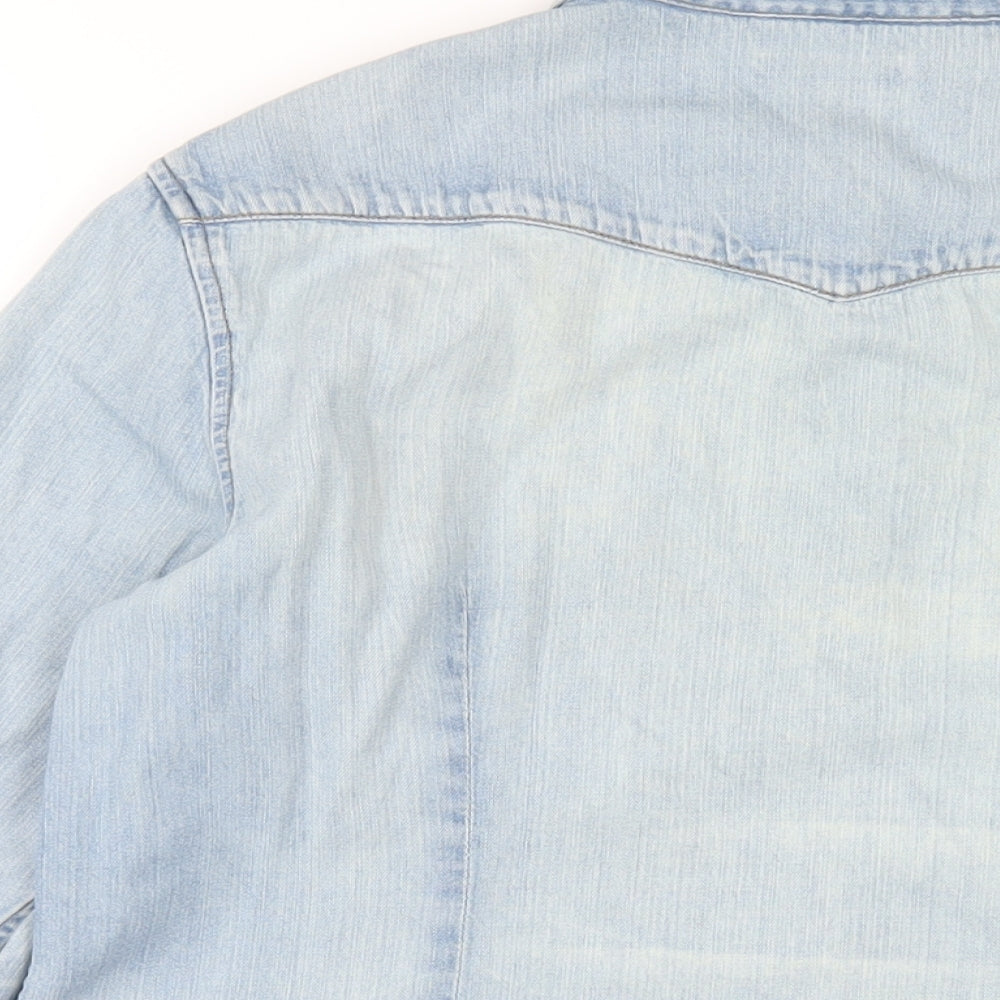 Gap Womens Blue Cotton Basic Button-Up Size L Collared
