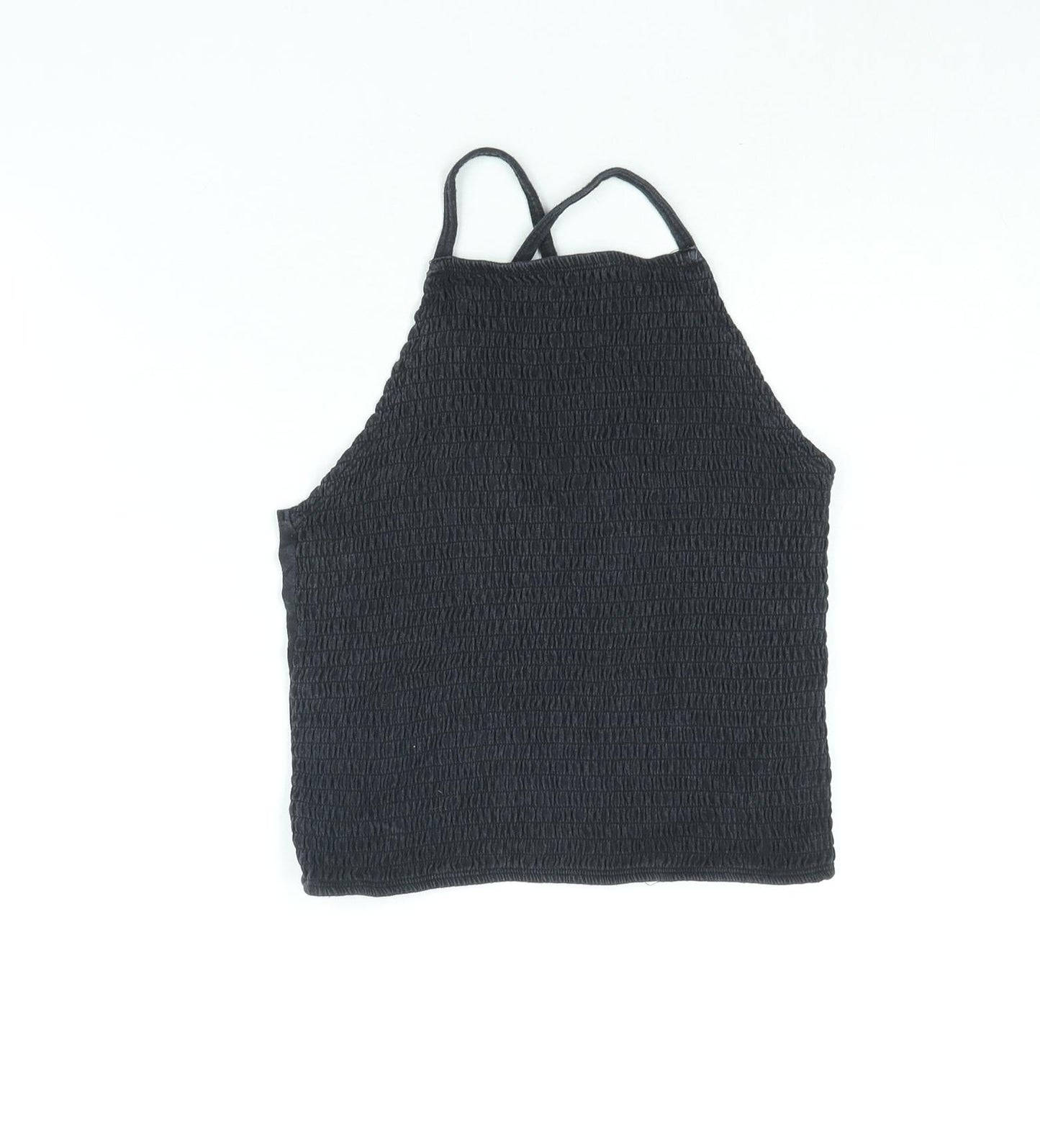 Hollister Womens Black Cotton Basic Tank Size S Square Neck - Rouched