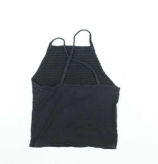 Hollister Womens Black Cotton Basic Tank Size S Square Neck - Rouched