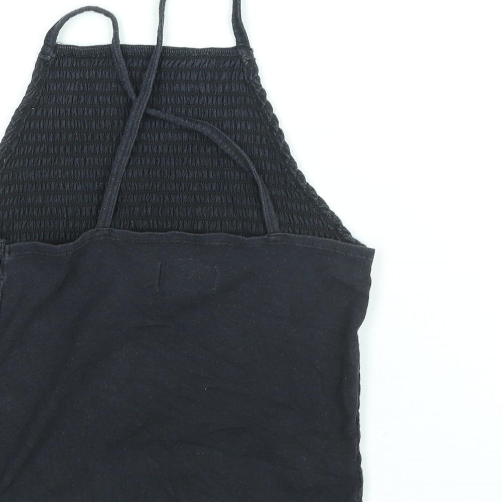 Hollister Womens Black Cotton Basic Tank Size S Square Neck - Rouched