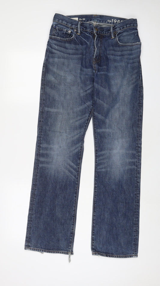 Gap Mens Blue Cotton Straight Jeans Size 28 in L32 in Regular Zip