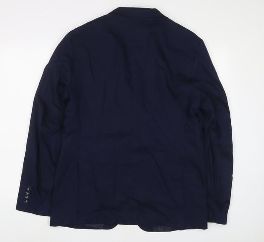 Zara Mens Blue Polyester Jacket Suit Jacket Size 42 Regular