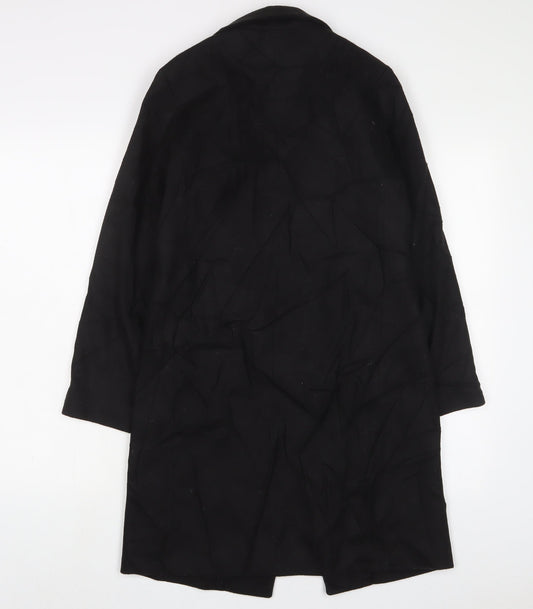 New Look Womens Black Overcoat Coat Size 4 Button
