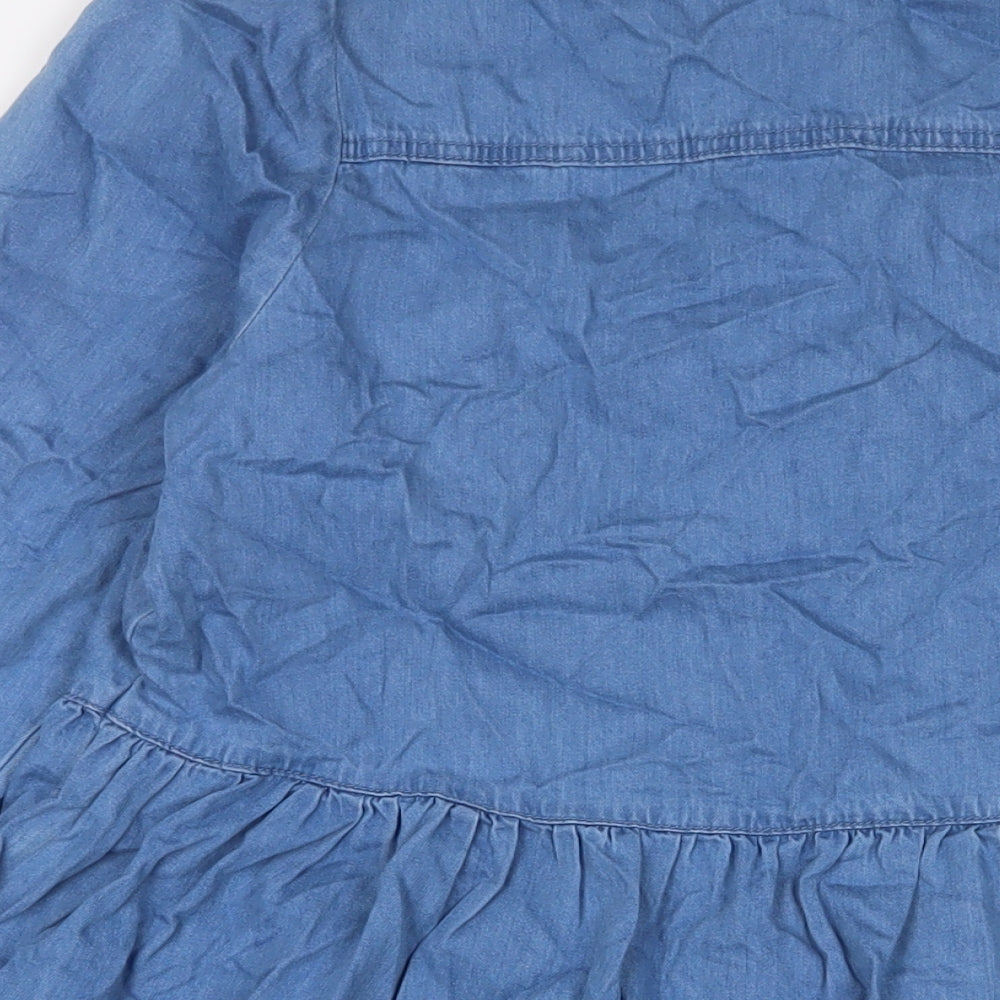 Brand and care label for Denim & Co. women’s blue cotton a-line, size UK 14, collared button