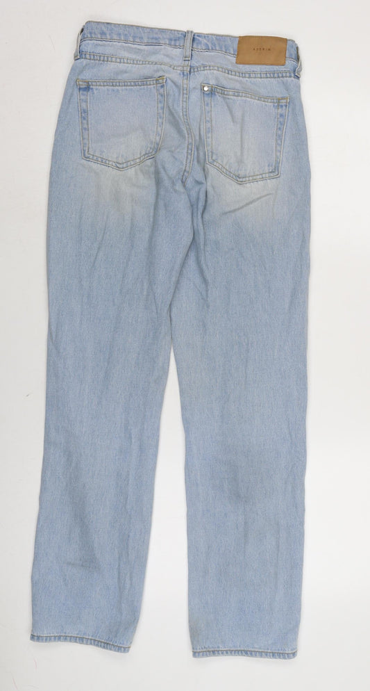 H&M Womens Blue Cotton Straight Jeans Size 4 L29 in Regular Zip