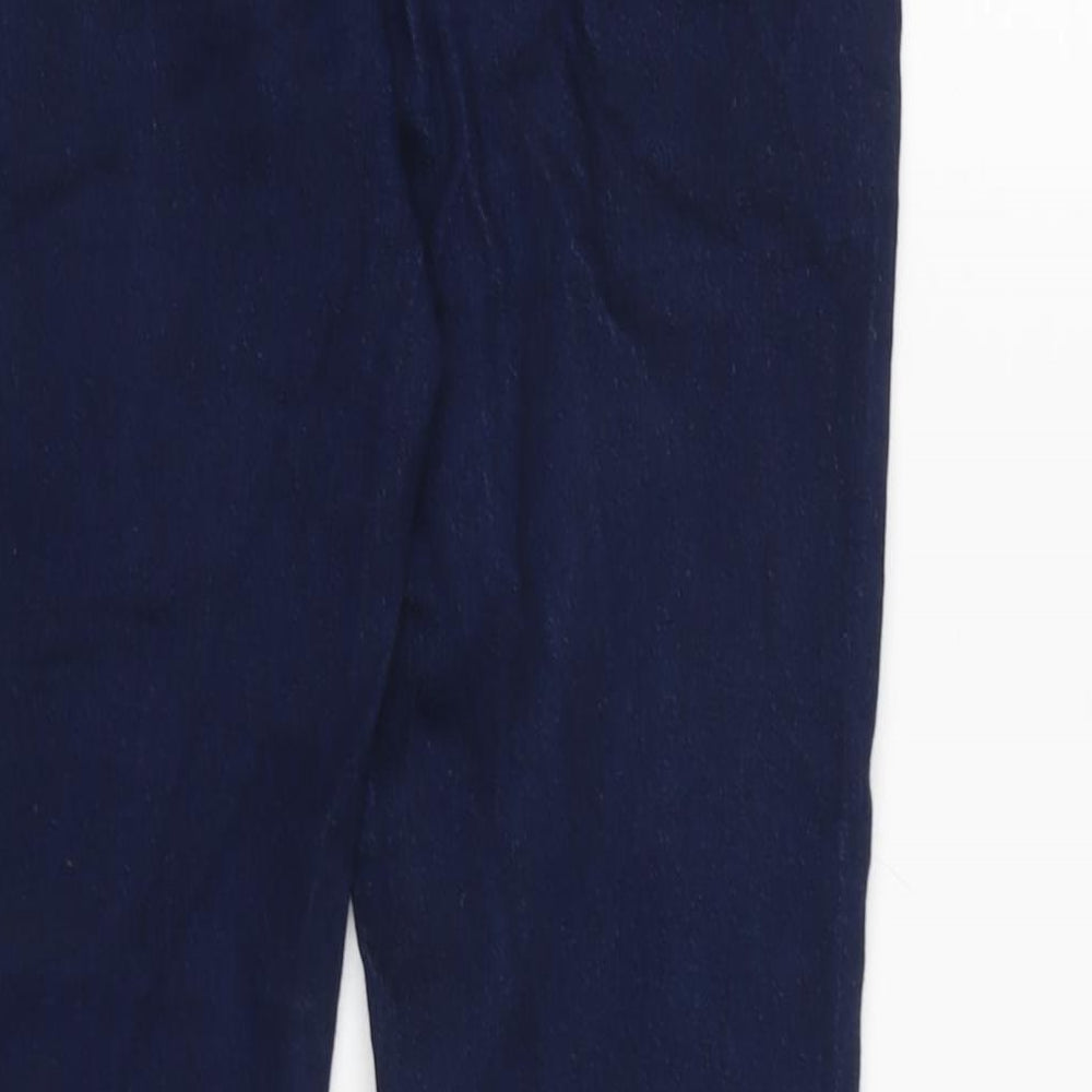 Brand and care label for Denim & Co. women’s blue cotton blend straight jeans, size UK 12 regular zip - zips bottom of legs.
