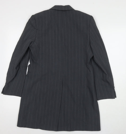 Marks and Spencer Womens Grey Striped Jacket Blazer Size 10 Button